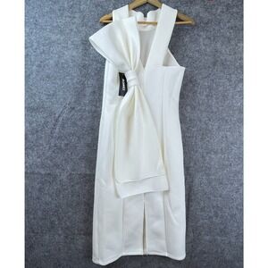 Aomei Dress Womens Large White Bow Chic Glamorous Avant Garde Diva Runway Style